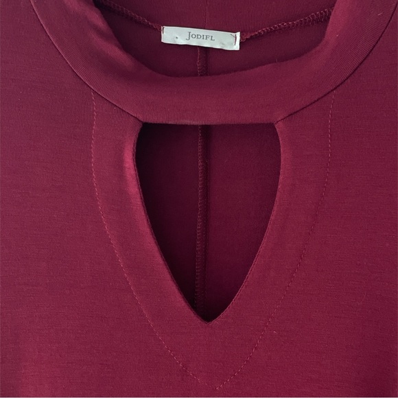 JODIFL Bordeaux Dark red long sleeve tunic with asymmetrical hemline, Sz. L - Picture 3 of 7